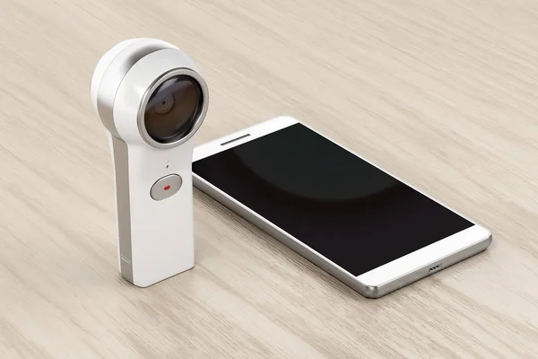 360 degree camera and smartphone — Stock Photo, Image