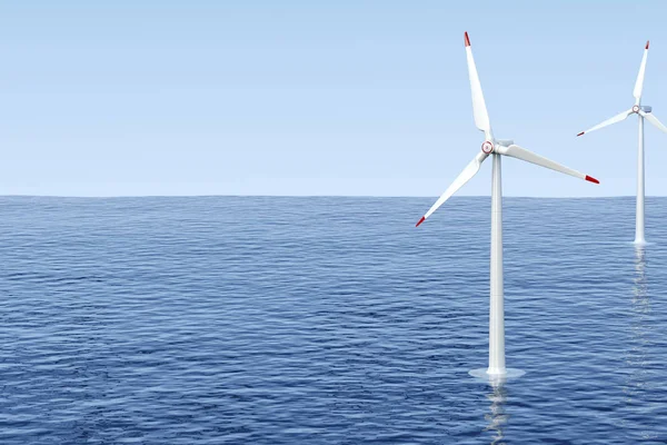 Ветряные турбины в море — стоковое фото