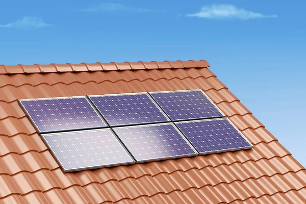 Solcellepaneler på taket – stockfoto
