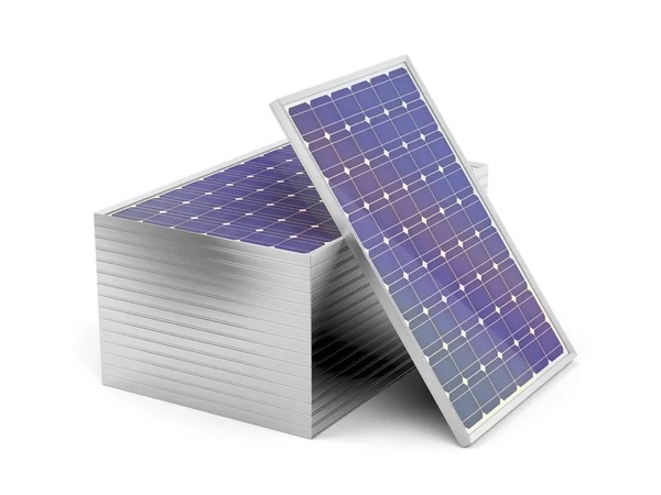 Pilha de painéis solares — Fotografia de Stock