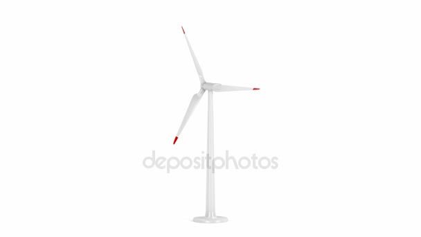 Windturbine op wit — Stockvideo