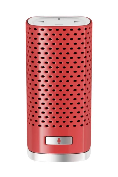 Red smart speaker isolated on white — Stock Photo, Image