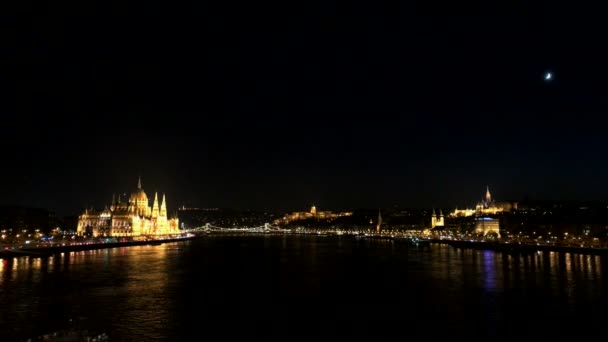 Vista Panorámica Budapest Por Noche — Vídeos de Stock