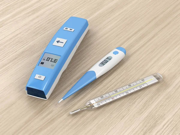 Verschiedene Arten von medizinischen Thermometern — Stockfoto