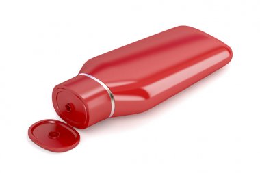 Kırmızı plastik şampuan şişesi