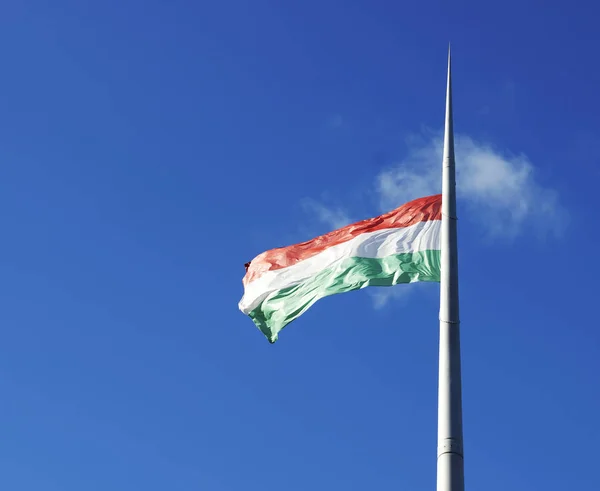 Hungarian flag on the mast — Stock Photo, Image