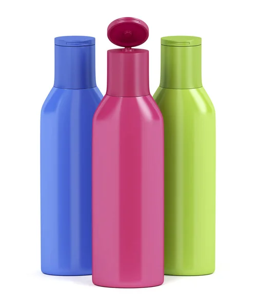 Plastic bottles for cosmetic liquids — Stock Photo, Image