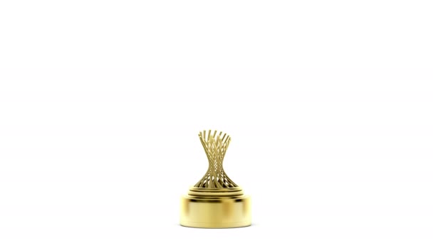 Golden Football Trophy White Background — Stock Video