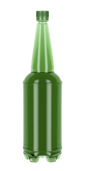 Grüne Plastikflasche isoliert auf weiß — Stockfoto