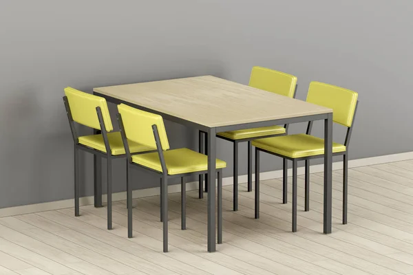 डाइनिंग टेबल और चमड़े की कुर्सियां — स्टॉक फ़ोटो, इमेज