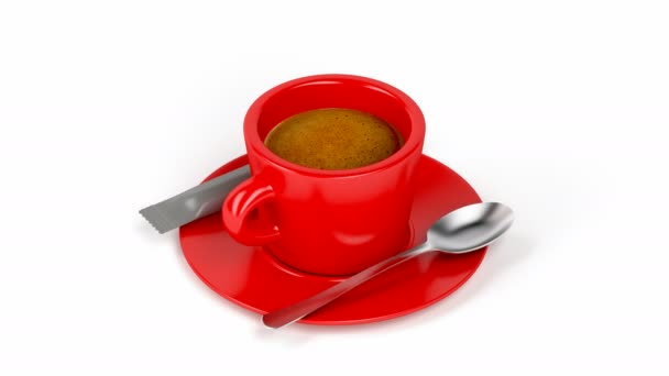 Aromatisk Espresso Kaffe Vit Bakgrund — Stockvideo
