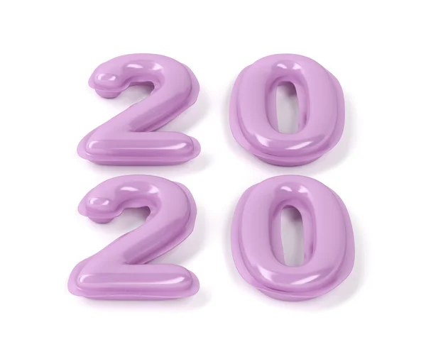 Felice anno nuovo 2020 con palloncini rosa — Foto Stock