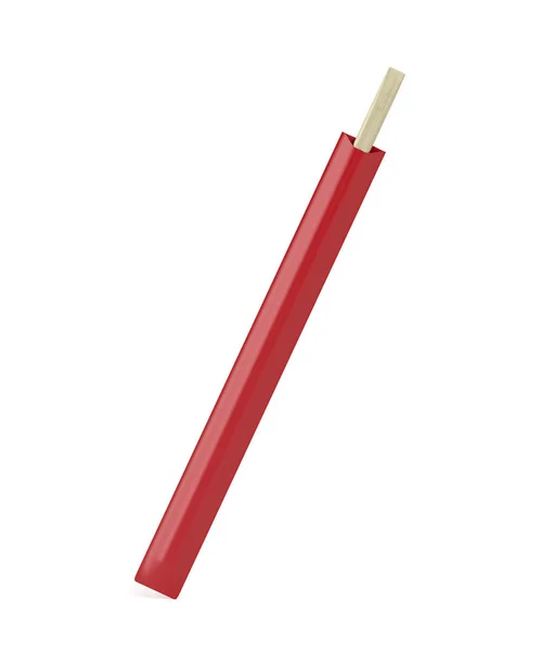 Wood chopsticks with red paper sleeve — Stock Photo, Image