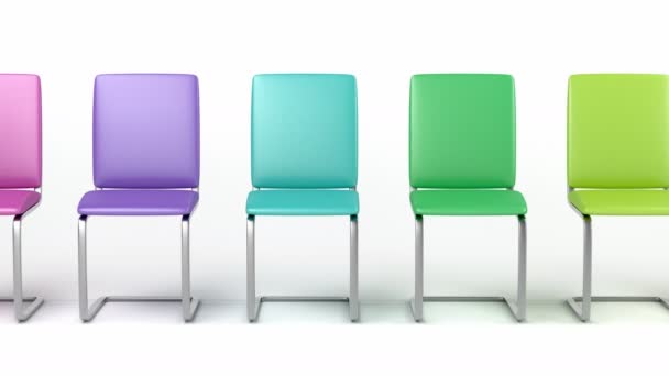 Cadeiras Jantar Couro Com Cores Diferentes — Vídeo de Stock