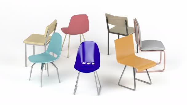 Değişik Dizayn Renklere Sahip Dönen Sandalyeler — Stok video