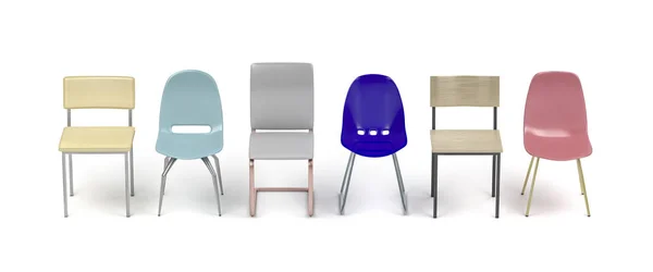 Fila con diferentes sillas — Foto de Stock