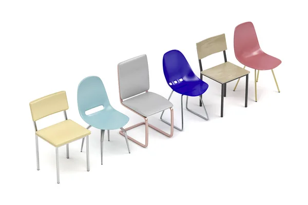Židle s různými vzory a barvami — Stock fotografie