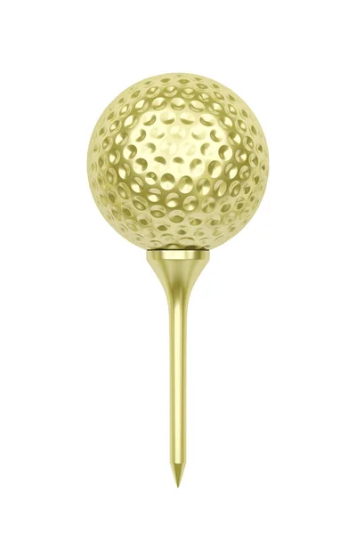 Golden golf ball and tee — Stock fotografie