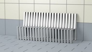 Empty waiting bench at the airport, railway or subway station
