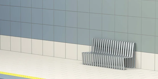 Prázdná lavička u stanice metra — Stock fotografie