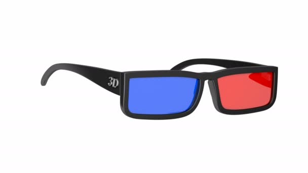 Anaglyph Glasses White Background — Stock Video