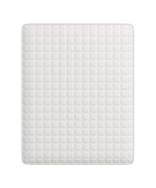 Rahat yatağın ön görünümü, beyaz arkaplanda izole.