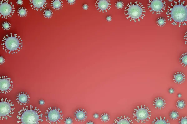 Fondo Rojo Con Muchos Virus — Foto de Stock