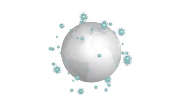 Muchos Virus Circulan Alrededor Tierra Imágenes Conceptuales Pandemia Coronavirus Covid — Vídeo de stock