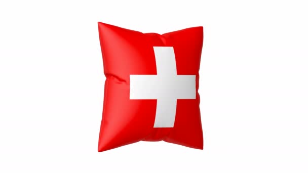 Крутящаяся Подушка Флагом Швейцарии — стоковое видео
