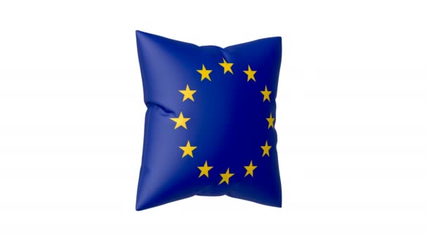 Spinnkudde Med Europeiska Unionens Flagga — Stockvideo