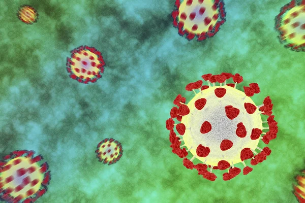 Imagen Conceptual Con Muchos Virus Para Pandemia Enfermedad Coronavirus 2019 — Foto de Stock