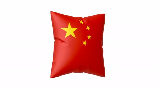 Almohada Giratoria Con Bandera China — Vídeos de Stock