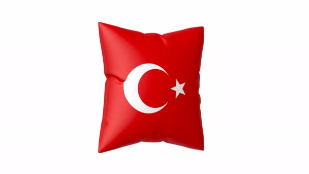 Spinnkudde Med Turkiets Flagga — Stockvideo