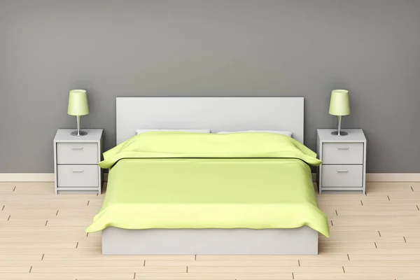 Modern Gestaltetes Schlafzimmer Mit Grauen Und Grünen Farben — Stockfoto