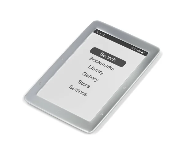 Silver Book Reader White Background — Stock Photo, Image