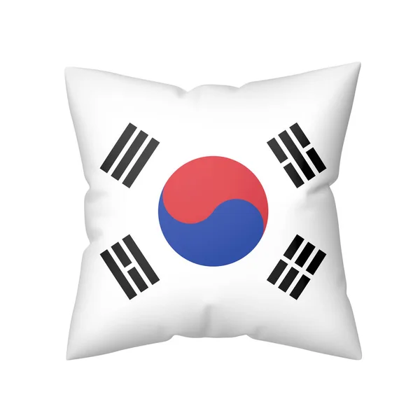Kussen Met Vlag Van Zuid Korea Geïsoleerd Witte Achtergrond — Stockfoto