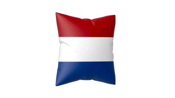 Подушка Флагом Нидерландов Белом Фоне — стоковое видео
