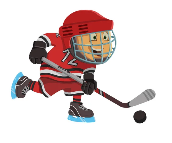 Lycklig Pojke Spela Hockey Stockbild