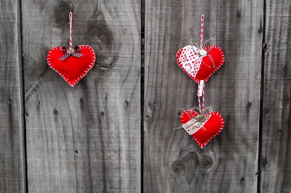 Red heart on a wooden background — Stock Photo, Image