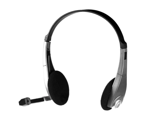Schwarzes Gaming Headset Kopfhörer Mit Mikrofon Isoliert Auf Weißem Hintergrund — Stockfoto