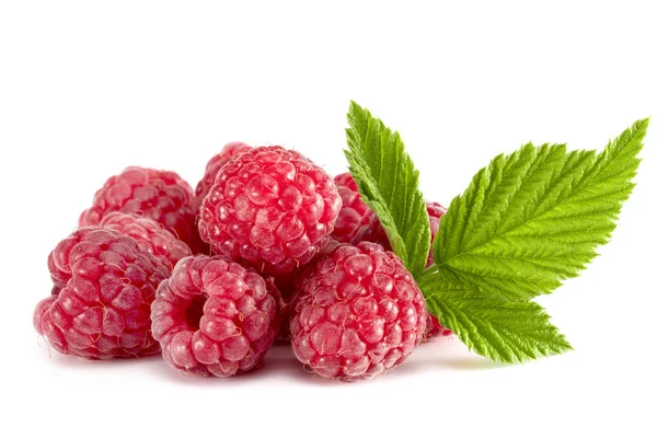 Ripe Raspberries Isolated White Background Cutout — Stock Photo, Image