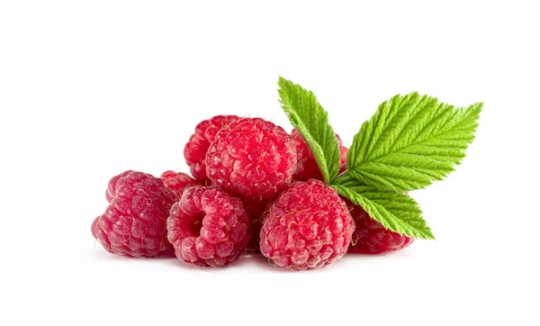 Ripe Raspberries Isolated White Background Cutout — Stock Photo, Image