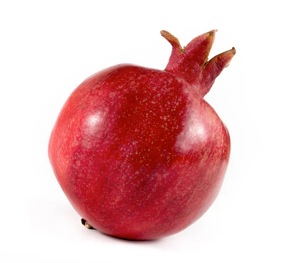Rött Granatäpple Vit Bakgrund Mogen Välsmakande Rött Granatäpple Vit Bakgrund — Stockfoto