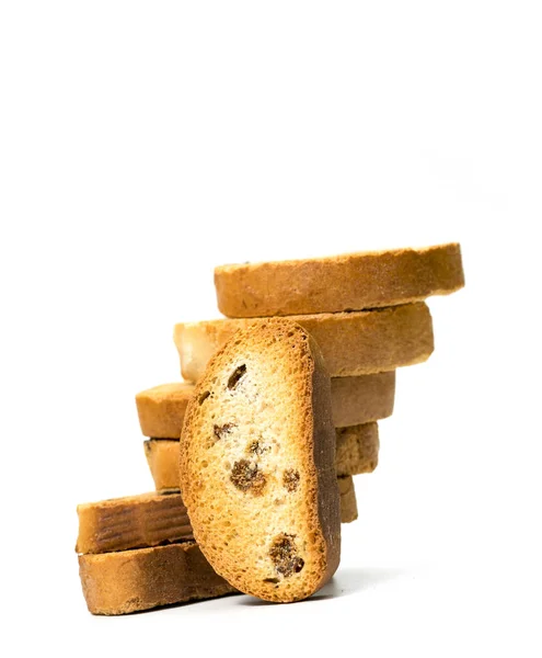 Biscoitos Com Passas Fundo Branco — Fotografia de Stock