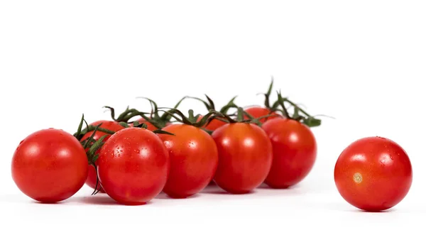 Tomates Cereja Isolados Sobre Fundo Branco — Fotografia de Stock