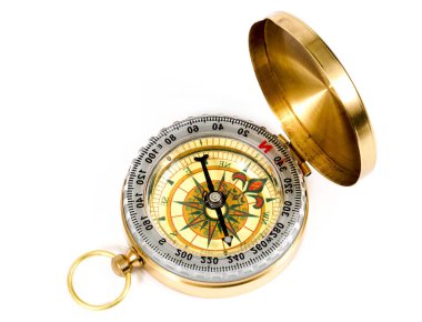 Beyaz arkaplanda pusula                               