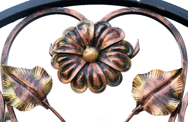 Detaljer Struktur Och Ornament Smidesjärn Staket Med Gate — Stockfoto