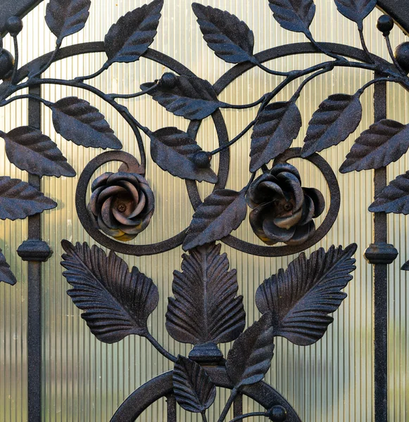 Details Structure Ornaments Forged Iron Gate Floral Decorative Ornament Made — Stock Photo, Image