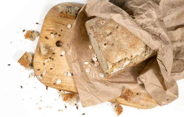 Хлеб Крошками Деревянной Доске — стоковое фото