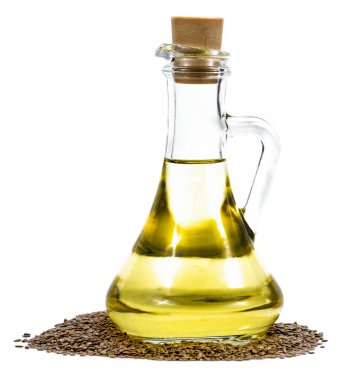 keten tohumu yağı, cam sürahi.